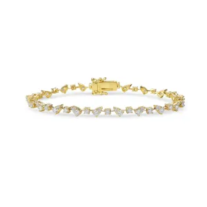 Pear Shape & Round Diamond Tennis Bracelet (2.50 ct.) in 14K Gold