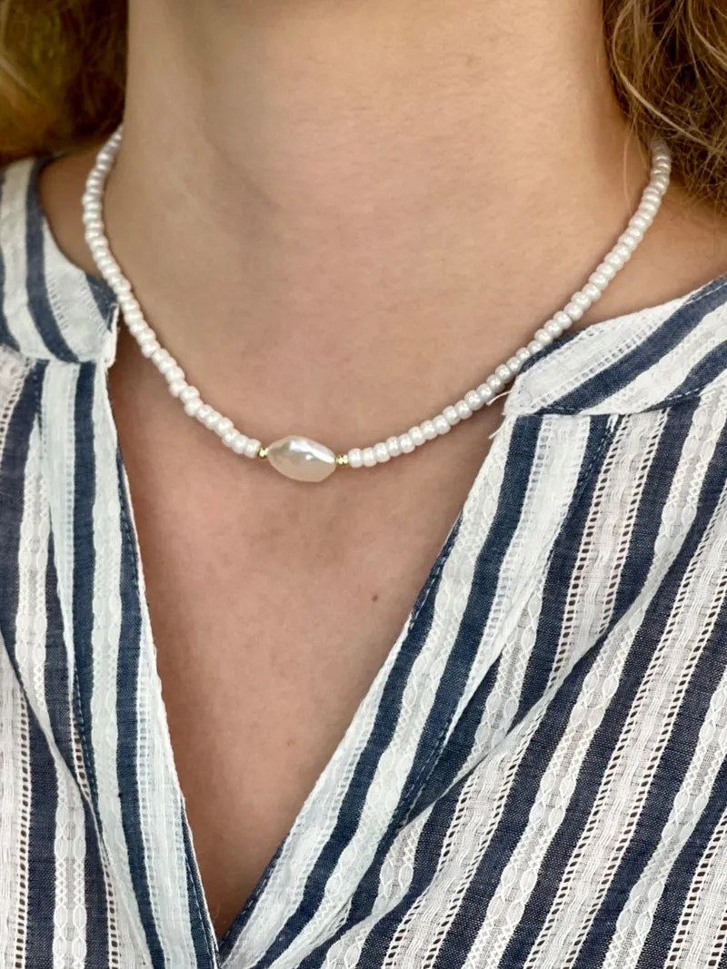 Pearl Choker Necklace - Pearl