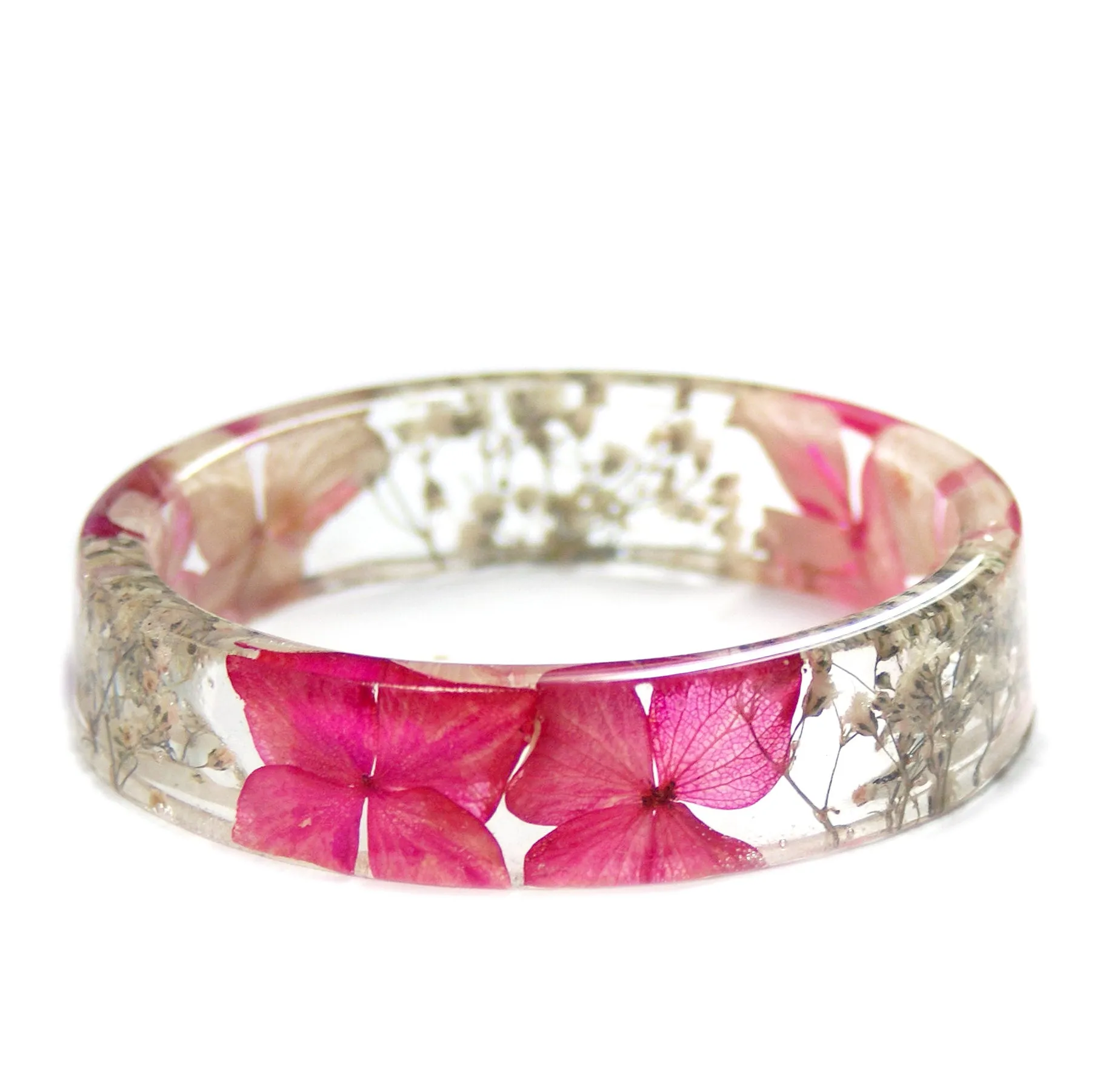 Pink Flower Bouquet Resin Bracelet