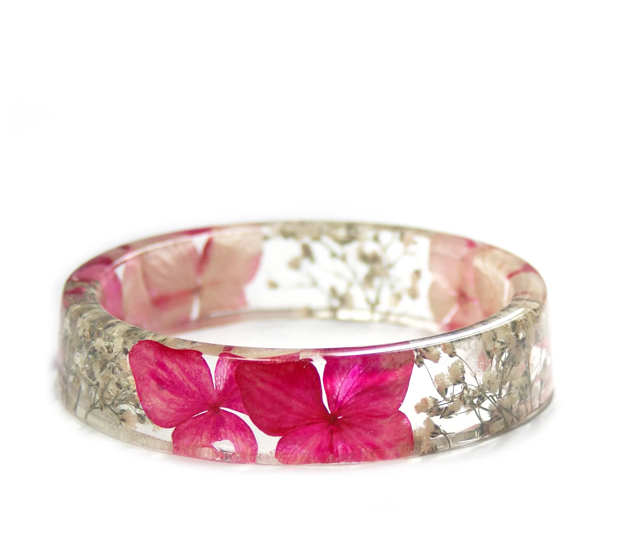 Pink Flower Bouquet Resin Bracelet