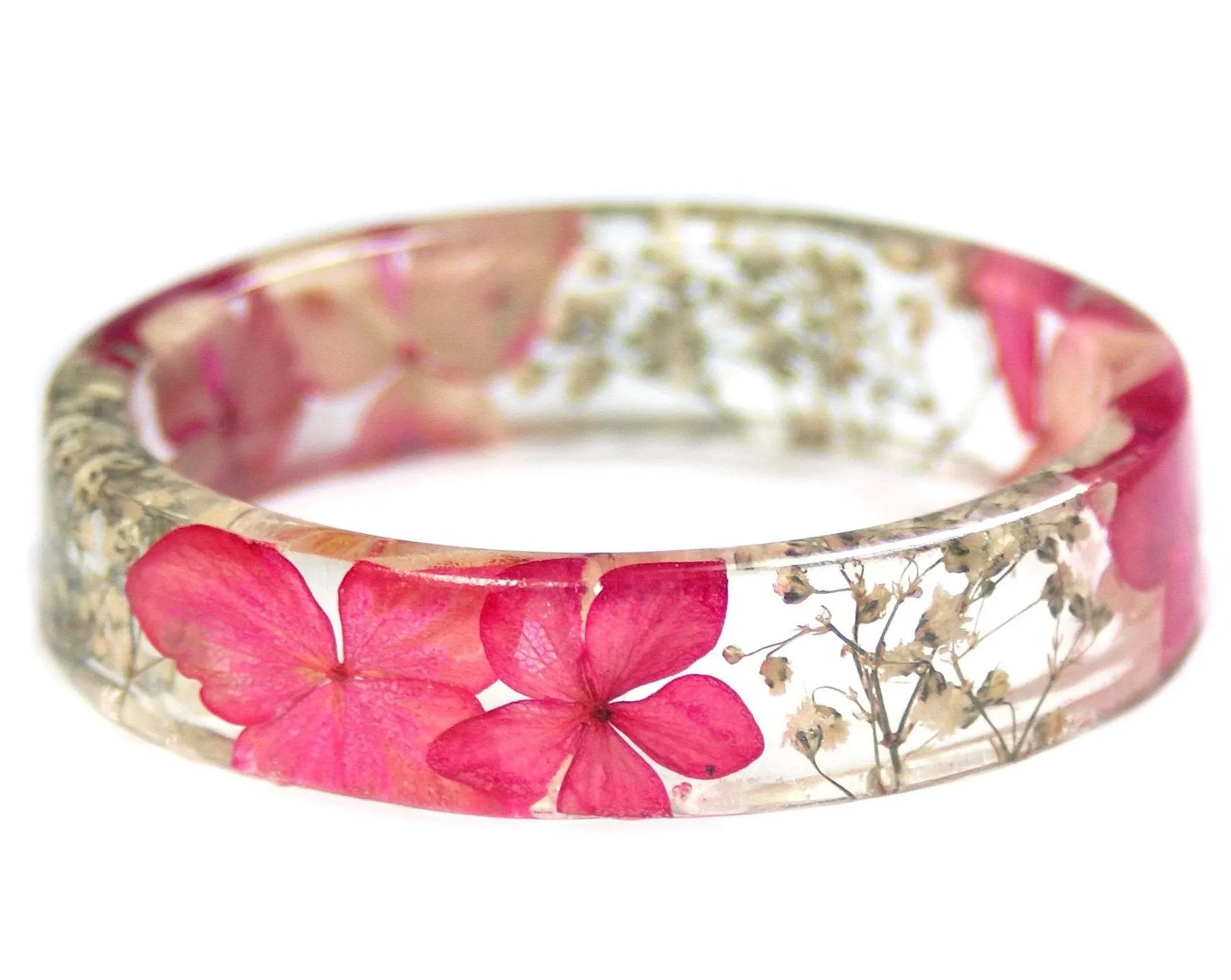 Pink Flower Bouquet Resin Bracelet