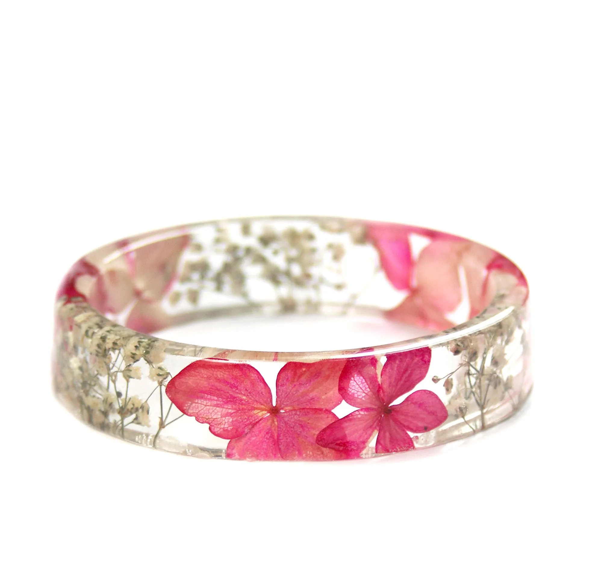 Pink Flower Bouquet Resin Bracelet