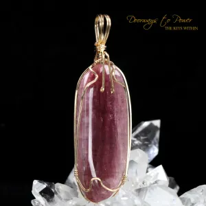 Pink Tourmaline Crystal Pendant 14k