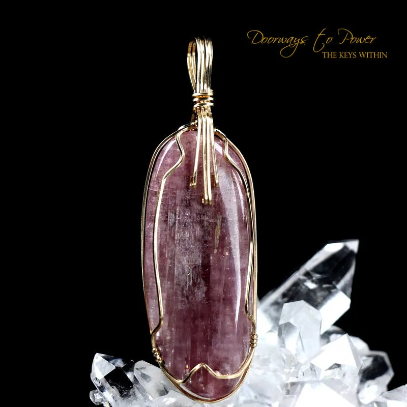 Pink Tourmaline Crystal Pendant 14k