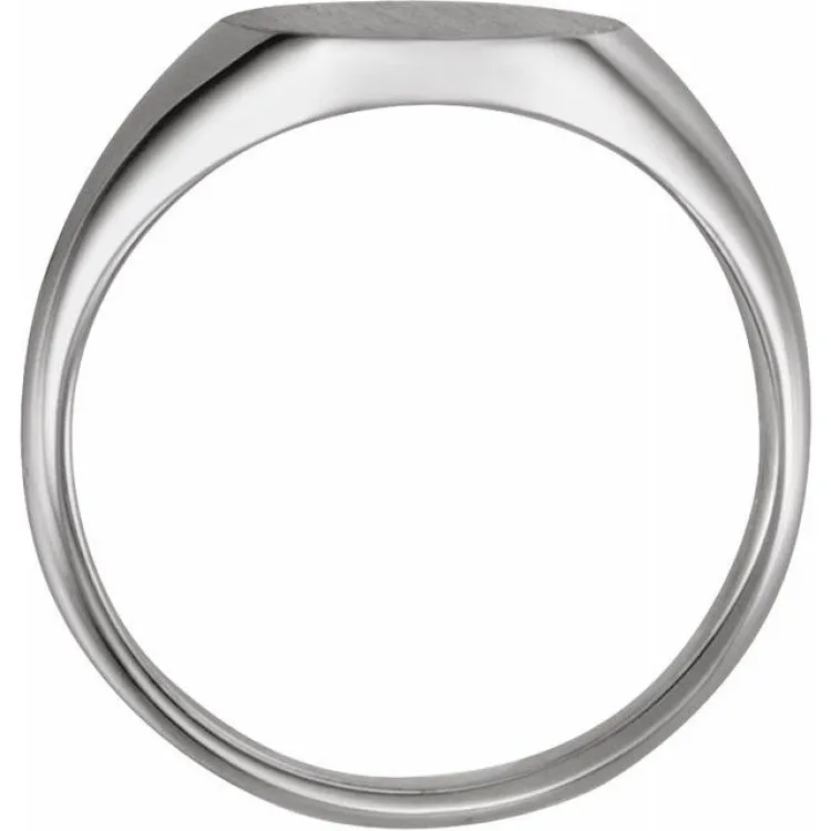 Platinum 11x9.5 mm Oval Signet Ring