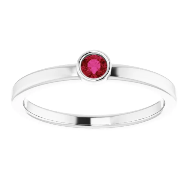 Platinum 3 mm Lab-Grown Ruby Ring