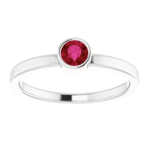 Platinum 4 mm Lab-Grown Ruby Ring