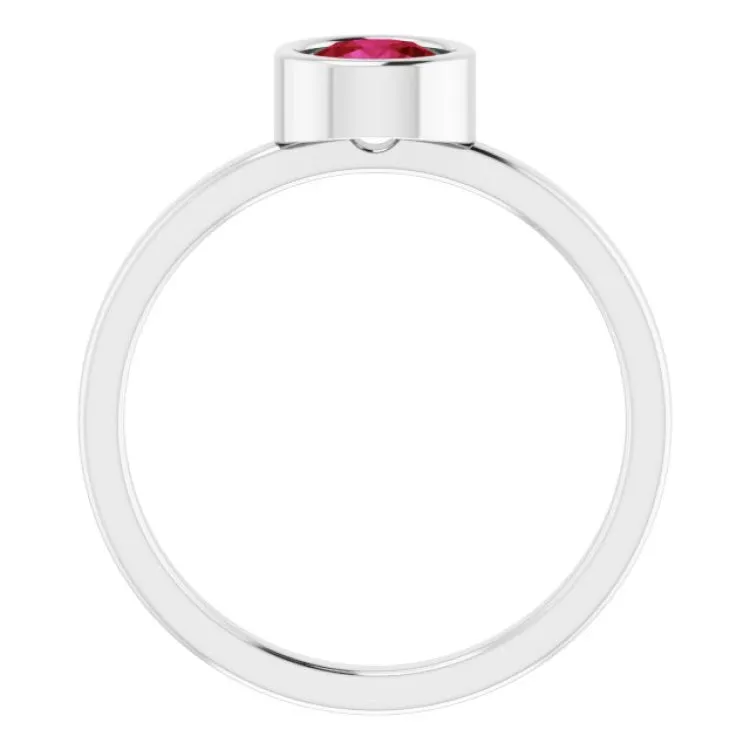 Platinum 5.5 mm Lab-Grown Ruby Ring