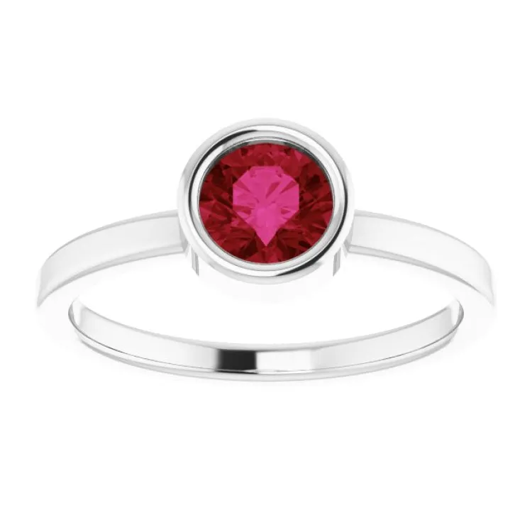 Platinum 5.5 mm Lab-Grown Ruby Ring