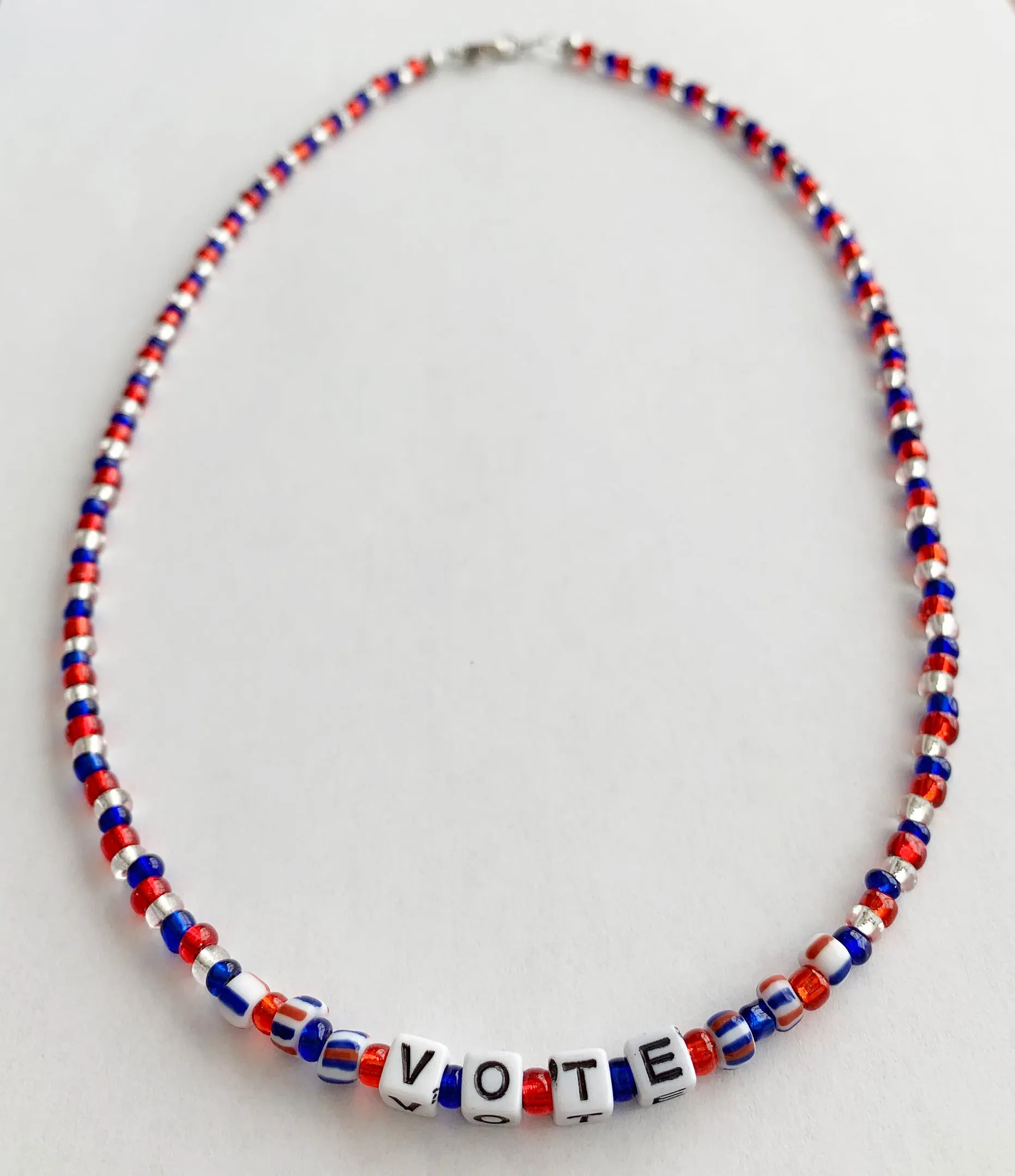 Presidential Election VOTE Necklace Glass Beads