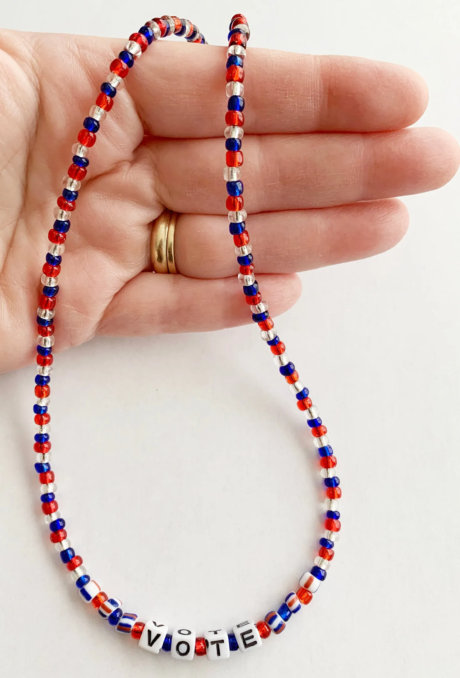 Presidential Election VOTE Necklace Glass Beads