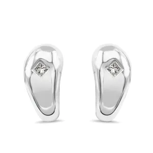 Princess Cut Diamond Hoop Earrings - 18ct White Gold