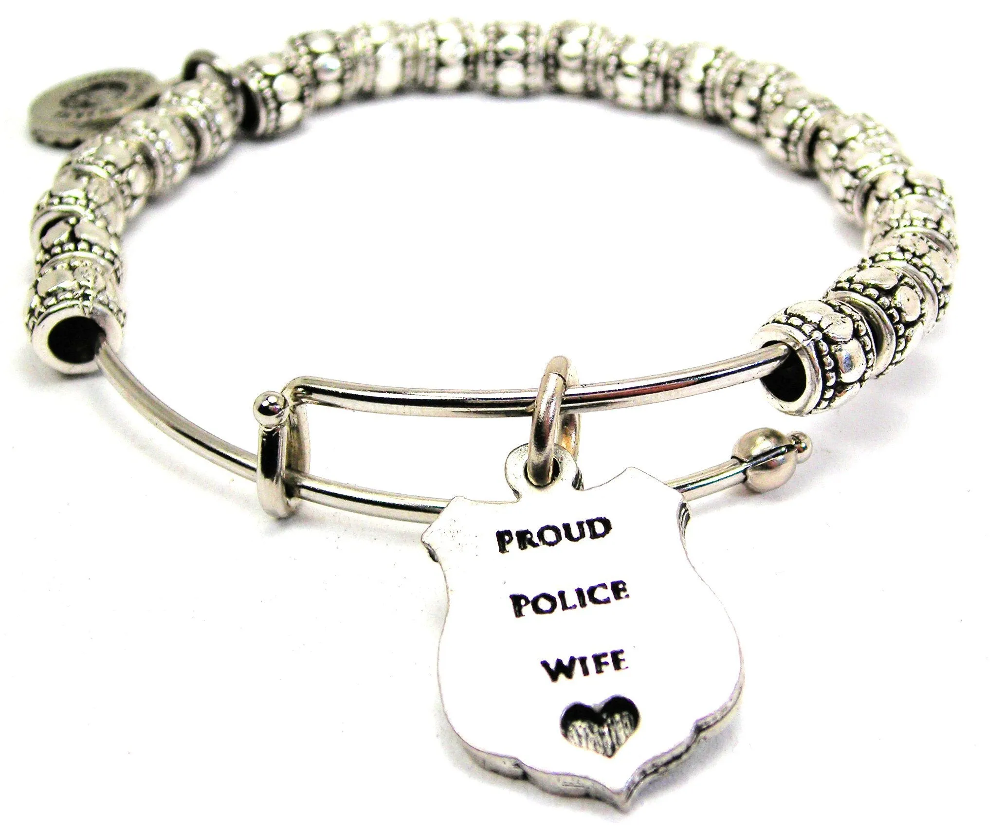 Proud Police Wife Metal Beaded Bracelet