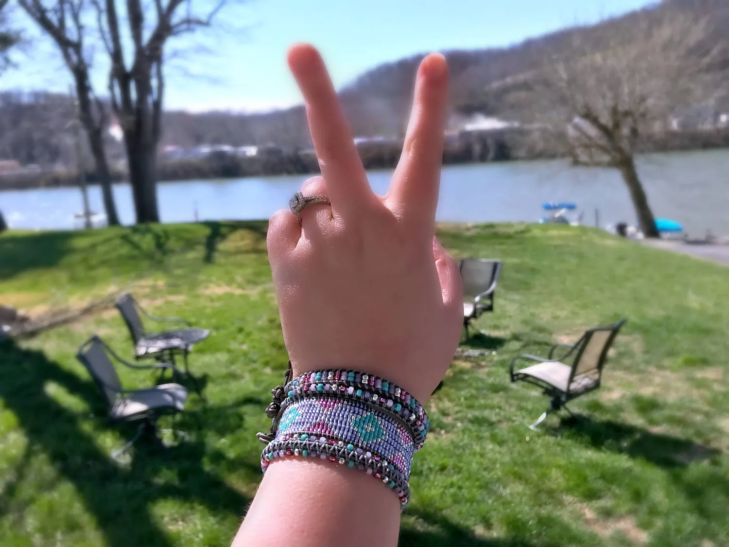 Purple Turquoise and Pink Ladder Woven Leather Stack bracelet