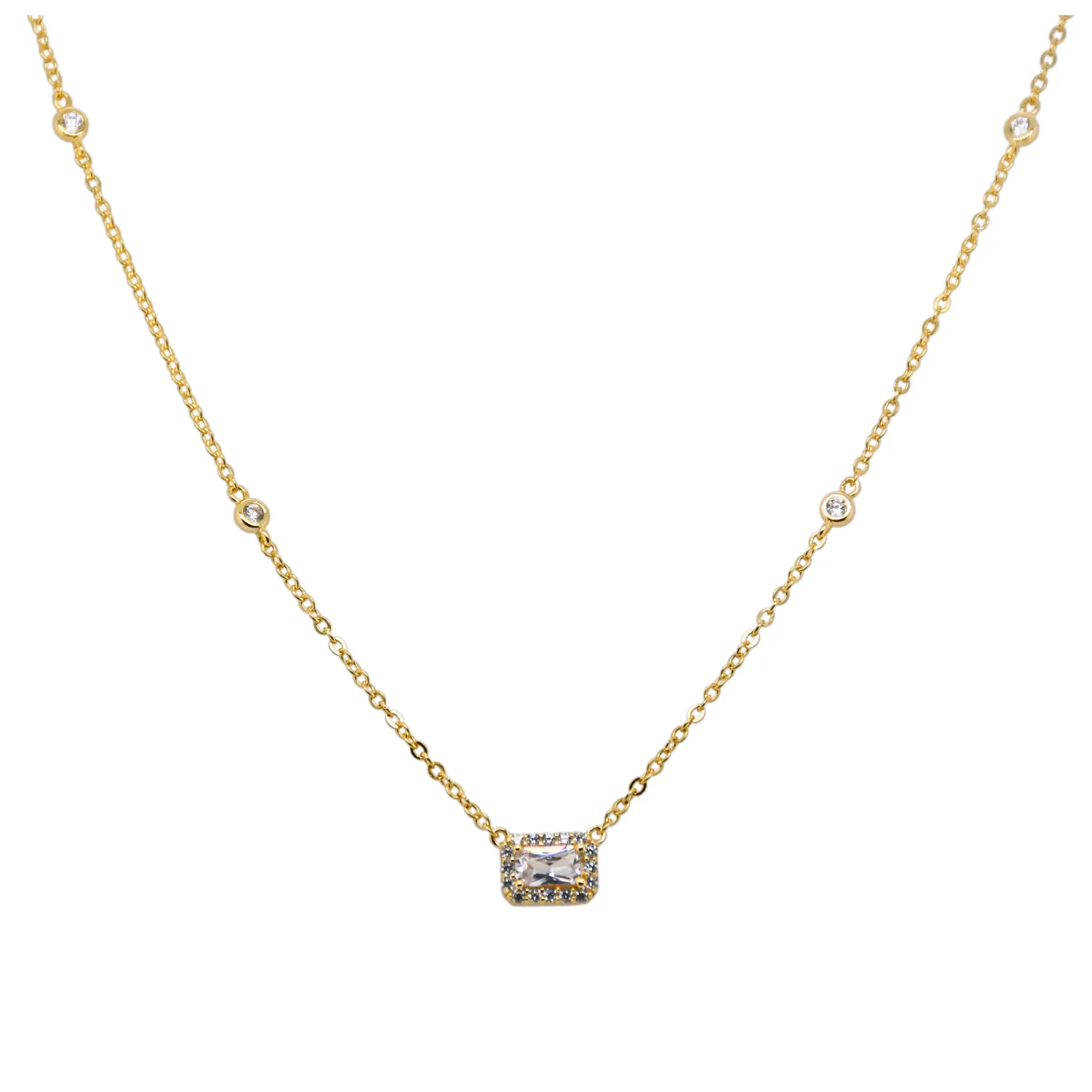 "EMILY" Baguette Solitaire CZ Necklace