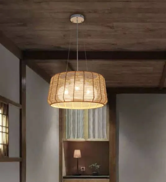 Rattatra Weaved Strings with Rattan Shade Pendant Lamp