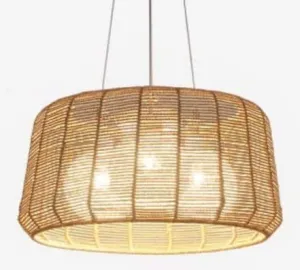 Rattatra Weaved Strings with Rattan Shade Pendant Lamp