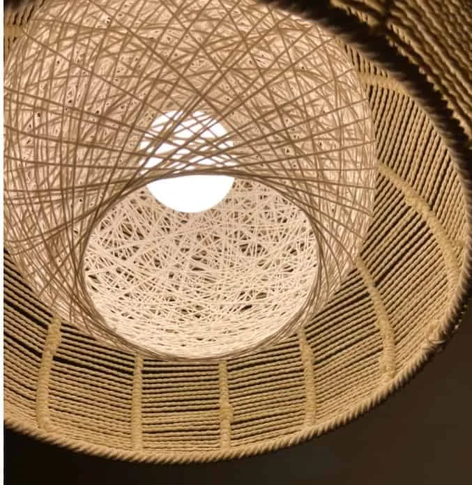 Rattatra Weaved Strings with Rattan Shade Pendant Lamp