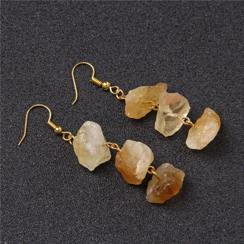 Raw CITRINE Earrings - November Birthstone Gemstone Dangle Earrings, Raw Crystal Jewelry, Crystal Earrings Gemstone Healing Earrings