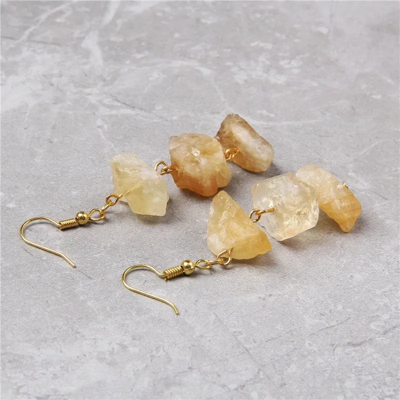 Raw CITRINE Earrings - November Birthstone Gemstone Dangle Earrings, Raw Crystal Jewelry, Crystal Earrings Gemstone Healing Earrings