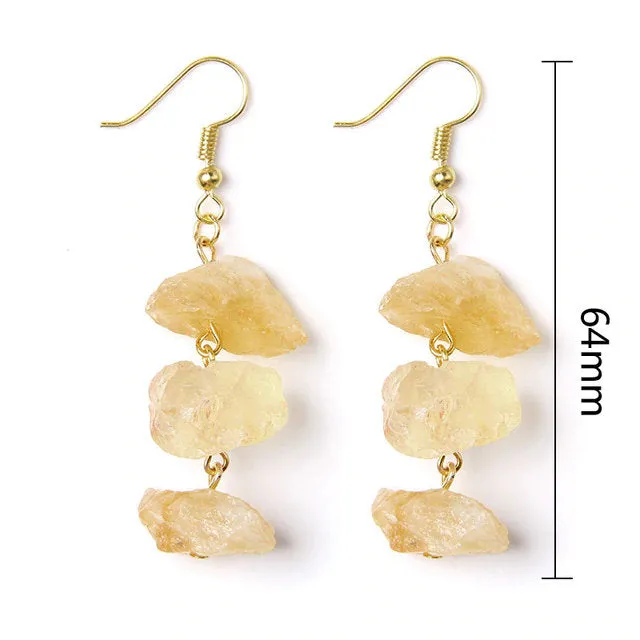 Raw CITRINE Earrings - November Birthstone Gemstone Dangle Earrings, Raw Crystal Jewelry, Crystal Earrings Gemstone Healing Earrings