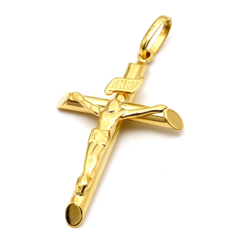 Real Gold Jesus 3D Men Cross Pendant 1399 P 1658