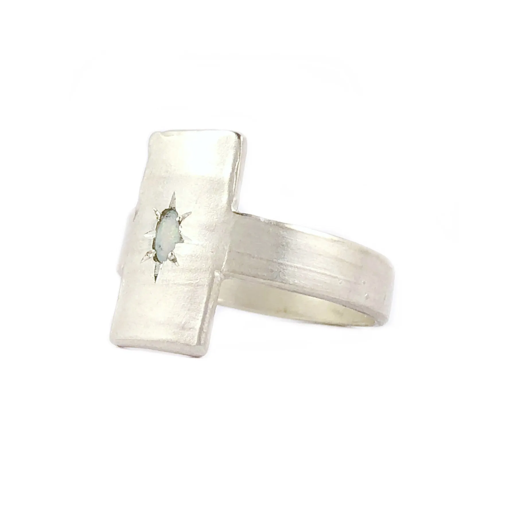 Rectangle Silver Opal Signet Ring - Nina Baker