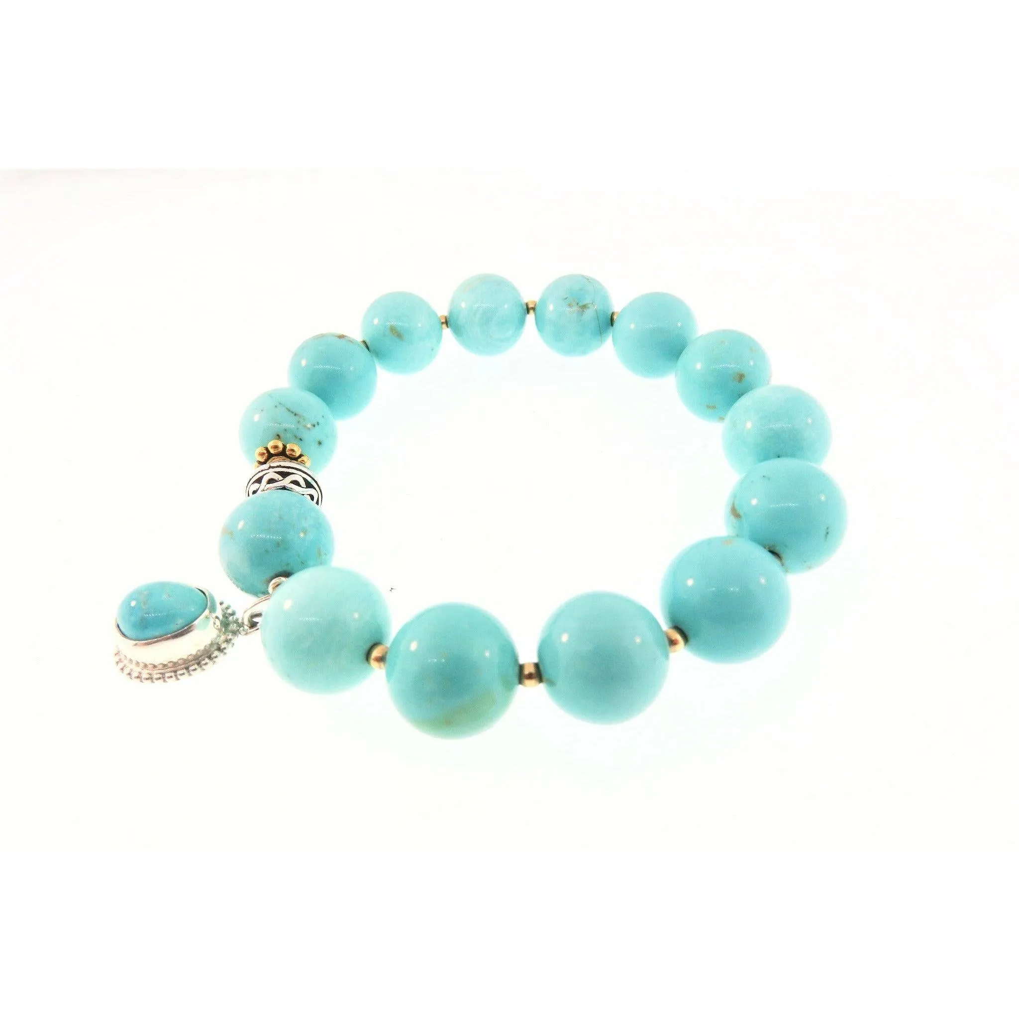 REVE Turquoise Chunky Beaded Sacred Charm Bracelet