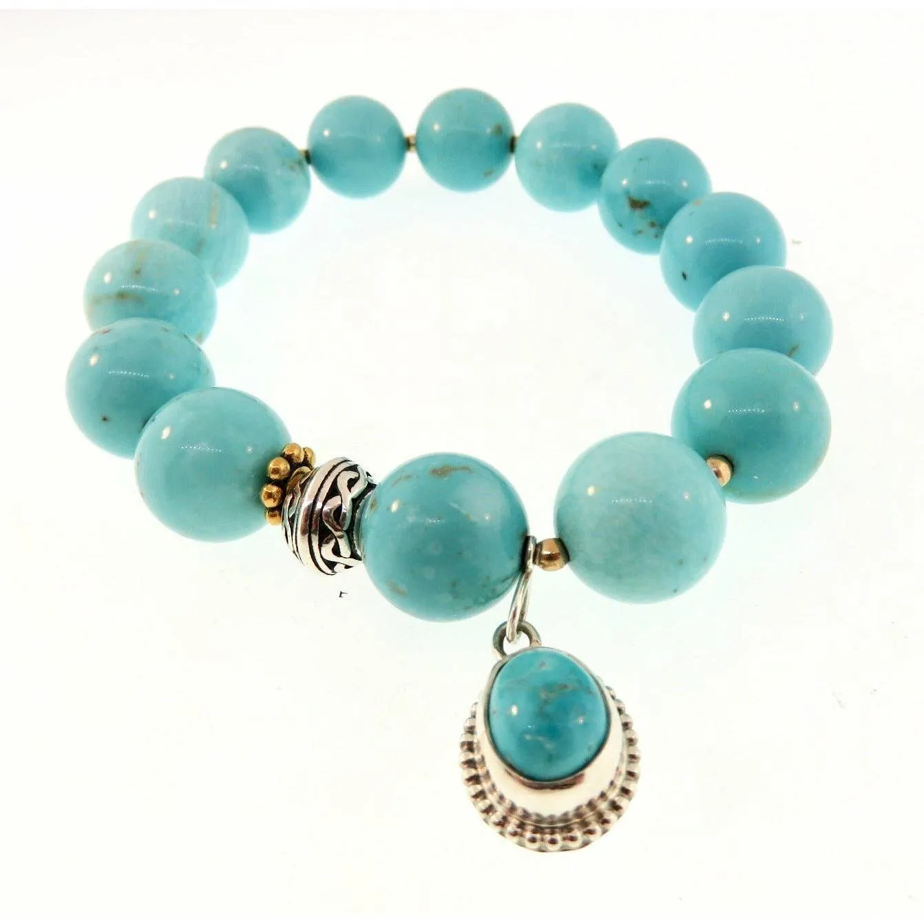 REVE Turquoise Chunky Beaded Sacred Charm Bracelet