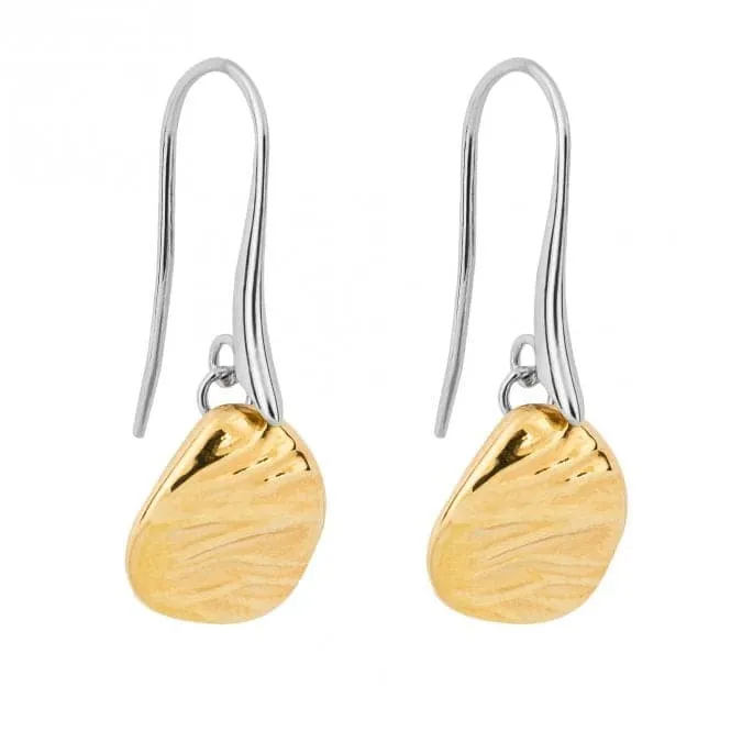 Ripple Effect Yellow Gold Drop Disc Earrings E6284