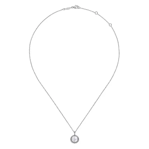 Rock Crystal and White MOP Pendant Necklace in Sterling Silver