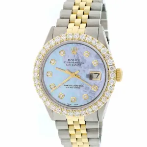 Rolex Datejust 2-Tone 36MM Jubilee Watch w/MOP Diamond Dial &amp; 2.7CT Bezel TFJ-142508159