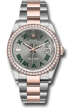 Rolex Everose Rolesor Datejust 36 Watch - Diamond Bezel - Slate Roman Dial - Oyster Bracelet - 126281rbr slgro