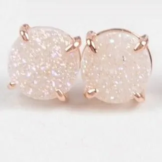 Rose Gold Druzy Stud Earrings For Women