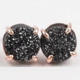 Rose Gold Druzy Stud Earrings For Women