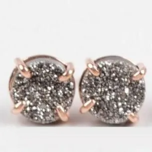 Rose Gold Druzy Stud Earrings For Women