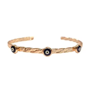 Rose Gold Navy Evil Eye Bangle Bracelet