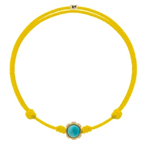 Rotary with Turquoise/Tiger's Eye Cabochon on Yellow Cord Bracelet