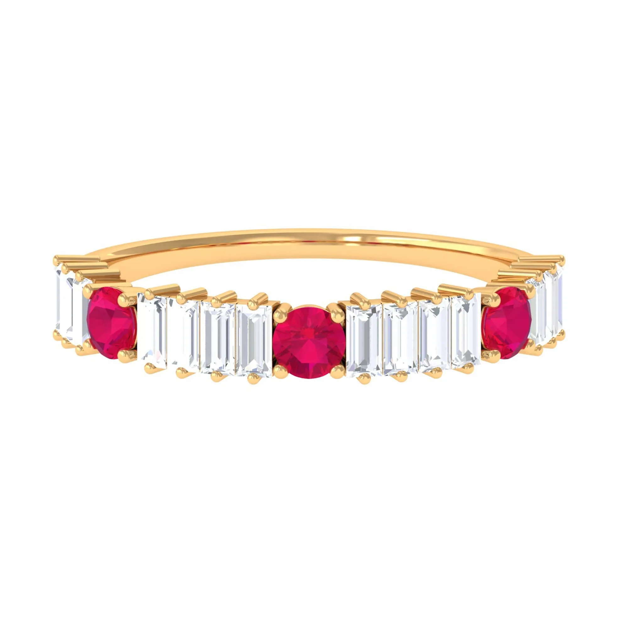 Ruby and Diamond Contemporary Half Eternity Ring