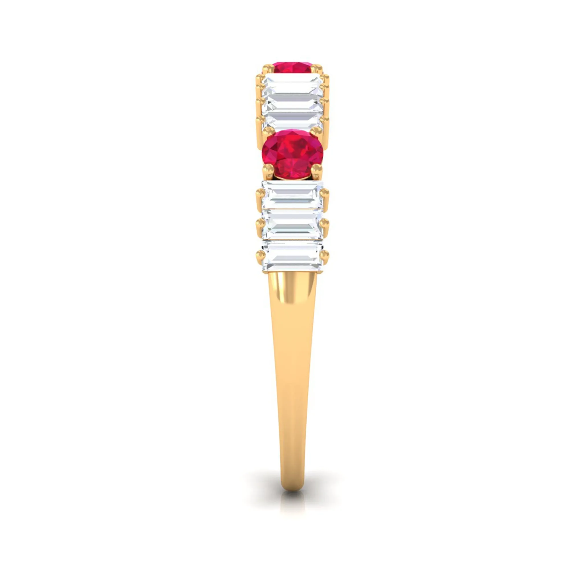 Ruby and Diamond Contemporary Half Eternity Ring