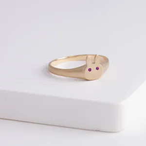 Ruby bunny signet ring