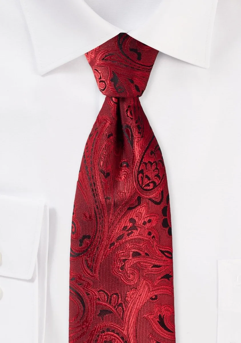 Ruby Red Proper Paisley Necktie