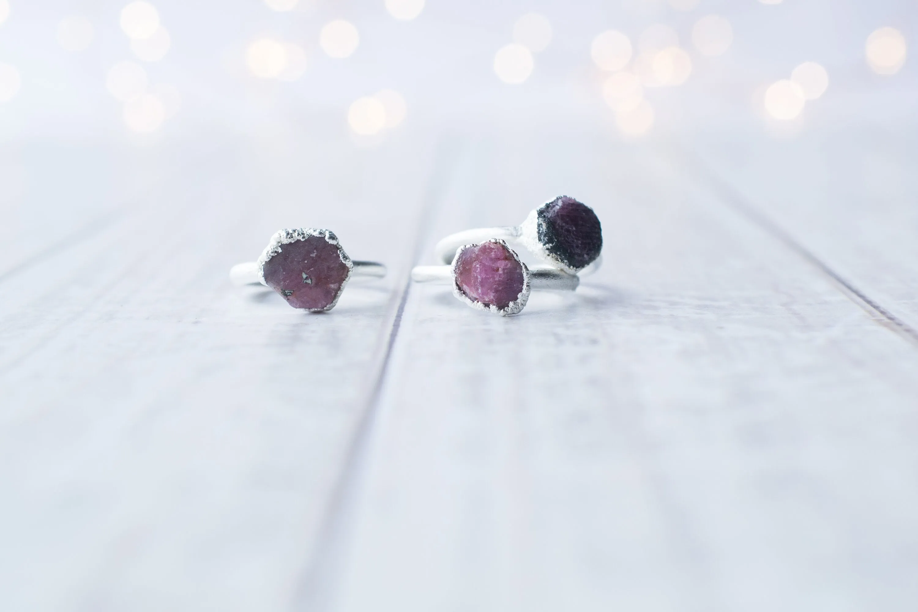 SALE Silver Ruby ring | Red ruby crystal ring