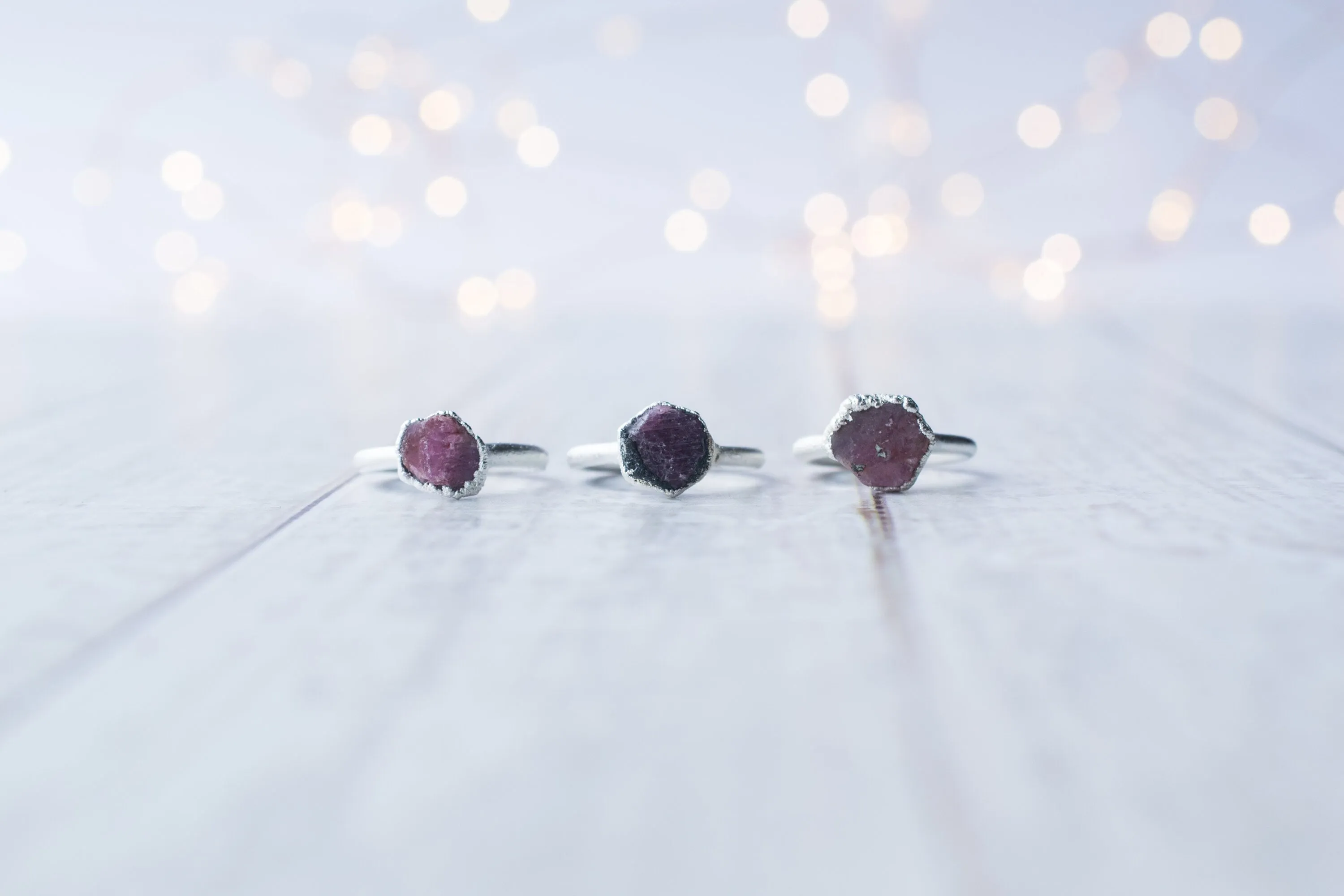 SALE Silver Ruby ring | Red ruby crystal ring