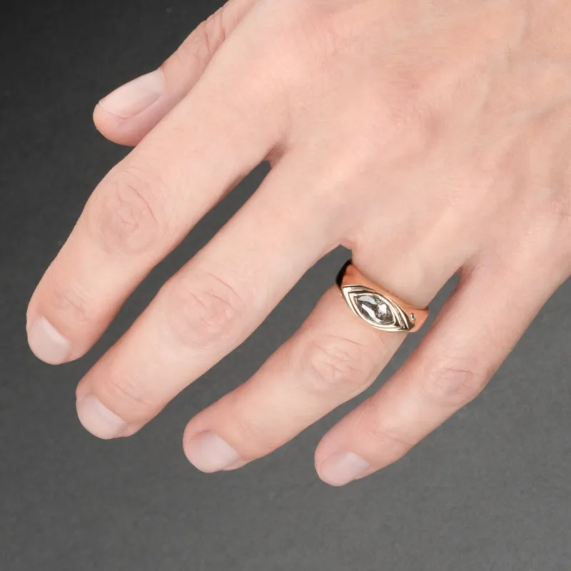 SALT & PEPPER MARQUISE DIAMOND SIGNET RING