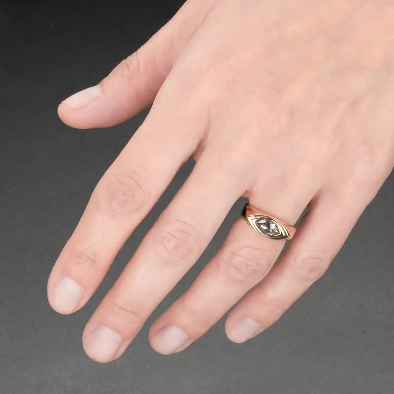 SALT & PEPPER MARQUISE DIAMOND SIGNET RING