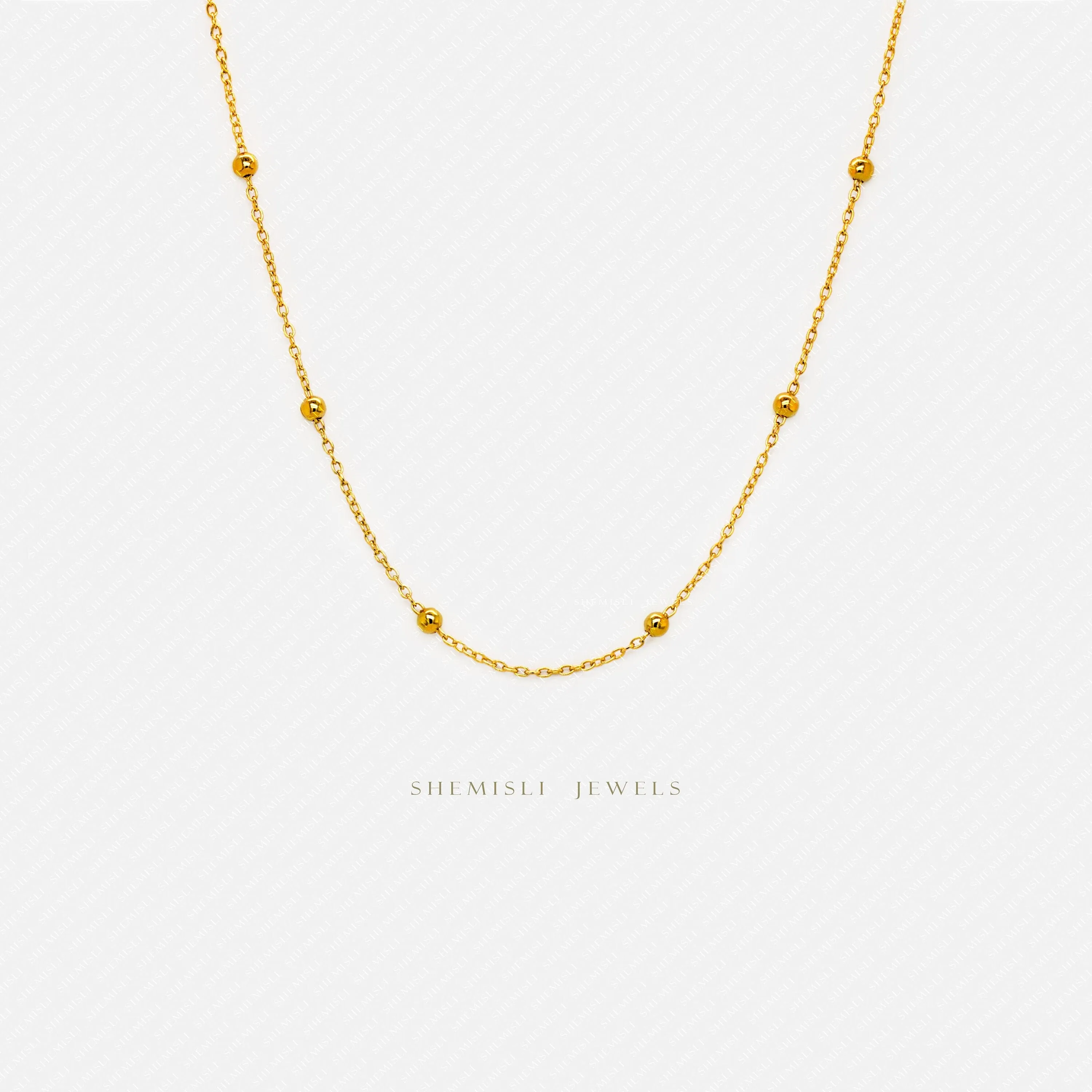 Satellite Chain Necklace, Beaded Necklace, Unisex, Gold, Silver  (15"   3") SHEMISLI - SN002