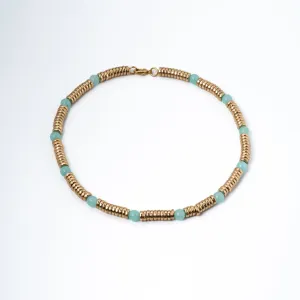 Sea Foam & Gold Beaded Choker