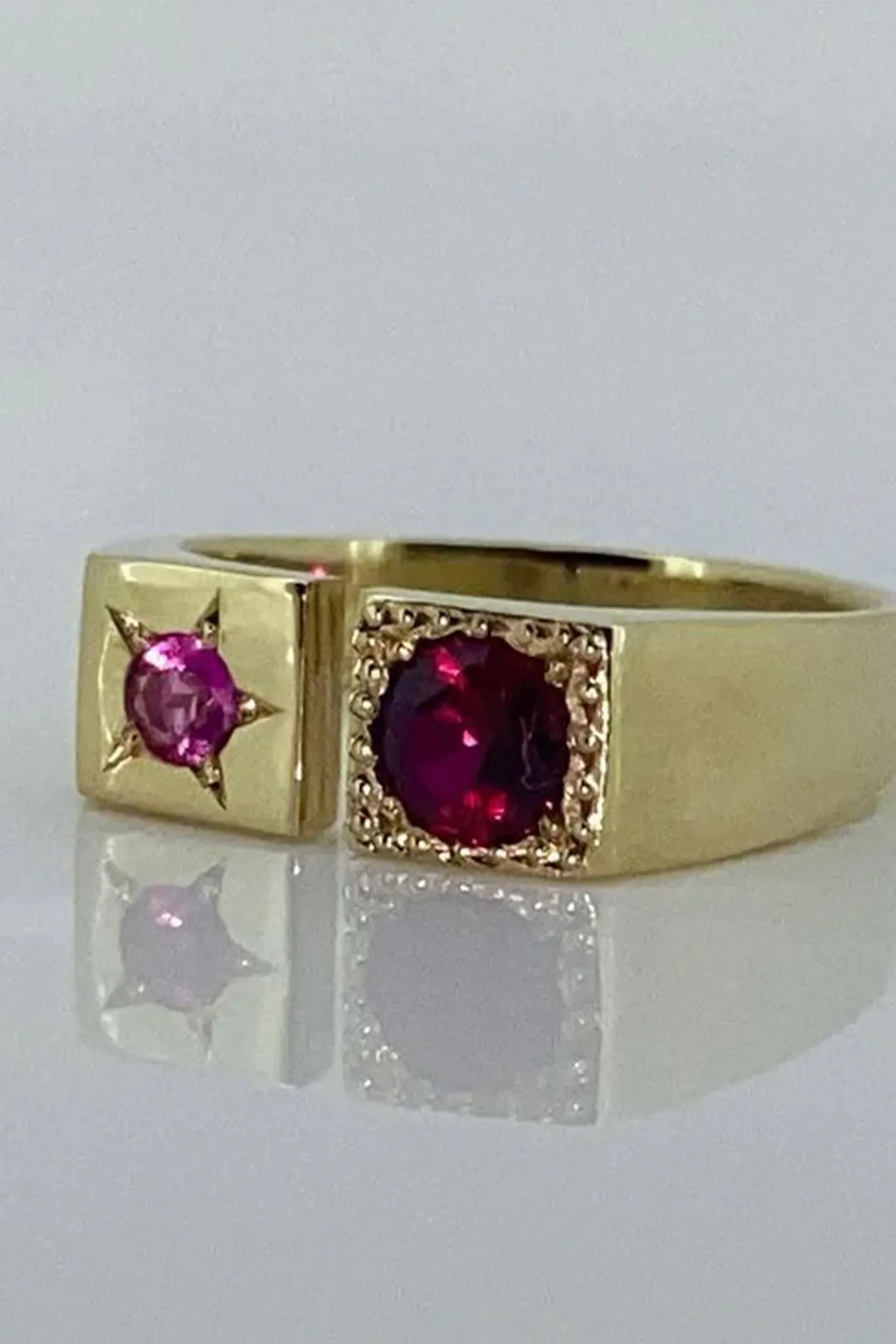 Severed Crown Ring | Gold/Ruby/Pink