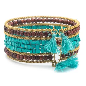 Shanthi Cuff Turquoise and Wood Bracelet